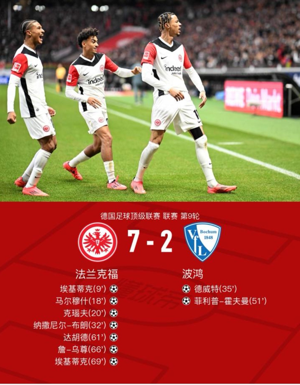 法兰克福主场战胜多特蒙德，实现三连胜的简单介绍